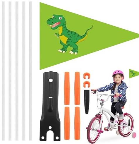 Genérico Bandera Seguridad Bicicleta – 20x30cm Bandera Remolque, Poste Fibra Vidrio PVC Brillante Alta Visibilidad | Ideal para Máxima Seguridad Durante Paseos En Bicicleta con Niños