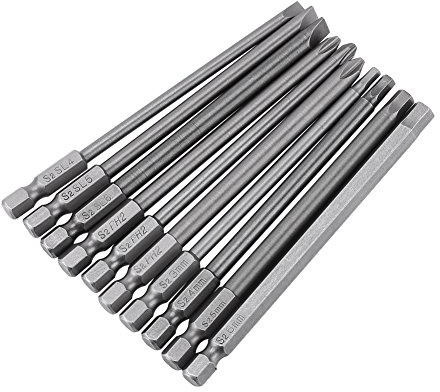 Skruvmejselbitar långa, Akozon 10st 100mm långa skruvmejselbitar (slits + + sexkant) 1/4 tum magnetisk BST-skruvmejsel Bit sexkant