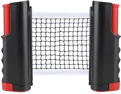 YOUYIKE Ausziehbares Tischtennisnetz, 190cm(max) Tischtennis Netze, Justierbarer Einziehbares Netz, Tragbar Ping Pong Ersatznetz für Tischtennis Tisch, Bürotisch, Esstisch (Schwarz Rot)