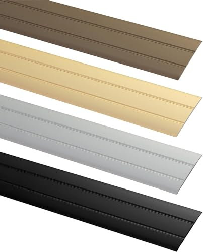 ALPENSTAHL Übergangsprofil selbstklebend | Länge 100 cm | Türleiste Breite 37 mm | Bodenleisten flach für Fußböden, Laminat | Teppichleiste, Zierleiste Bodenprofil zum Kleben Messing Gold