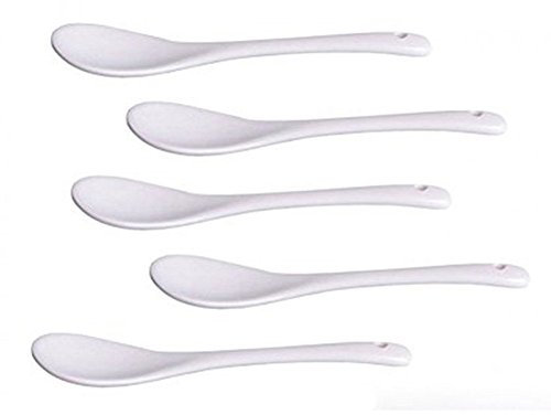 Set di 5 cucchiaini da caffè in ceramica bianca per marmellata, miele, zuppa, yogurt, cena nuziale, decorazione per feste, confezione da 5, confortevole ed ecosostenibile.
