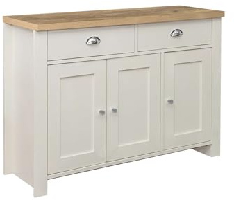 Birlea Highgate 3 Door 2 Drawer Sideboard Cream & Oak Effect