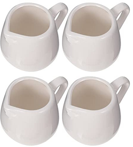 DOITOOL 4Pcs Mini Ceramic Creamer 50ml White Small Porcelain Milk Jug Creamer Pitcher Sauce Cup Serving Pitcher with Handle for Coffee Tea Milk Sauce