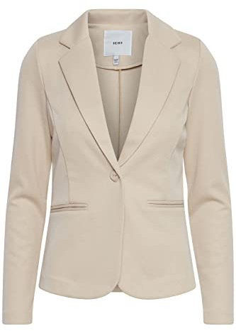 ICHI IHKATE PIQUE BL Damen Blazer Kurzblazer Jacke Ein-Knopf-Blazer mit Stretch, Größe:XL, Farbe:Doeskin (151308)