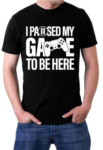 Gamer-t-shirt för män, roligt talesätt, tryckt motiv, I Paused My Game to Be Here