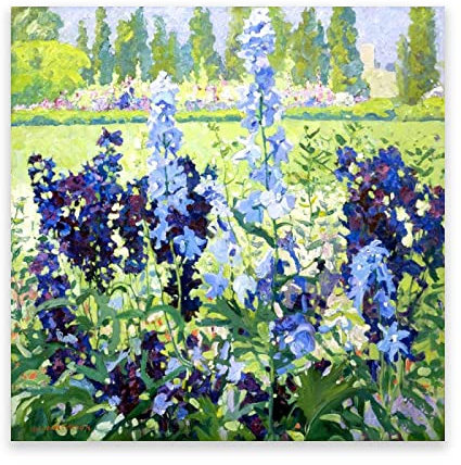 Jane Peterson berömda målningar reproduktion. Riddarsporre vardagsrum sovrum dekor canvas väggkonst bild. 70 x 70 cm (27,5 x 27,5 tum) ramlös