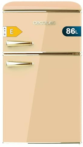 Cecotec Réfrigérateur Congélateur Bolero CoolMarket 2D Origin 86 Beige E. 86 L, Clayettes en Verre et Tiroir à Légumes, Classe E, Total No Frost, Contrôle de la Température, Lumière LED, Rétro