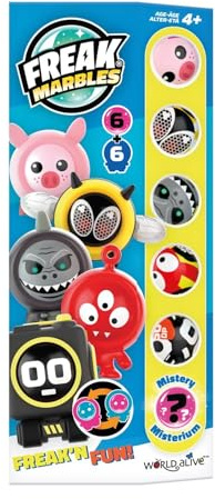 Freak Marbles Totem Pack B, 6 Billes colorées avec Leurs Motifs Assortis, Dont 1 Rare. Collectionnez, jouez et partagez pour Les Enfants âgés de 4 Ans et Plus.