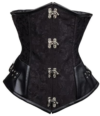 Moonight Underbust Corset Top Steampunk Black Waist Corset Bustier Underbust Waist Cincher Black L