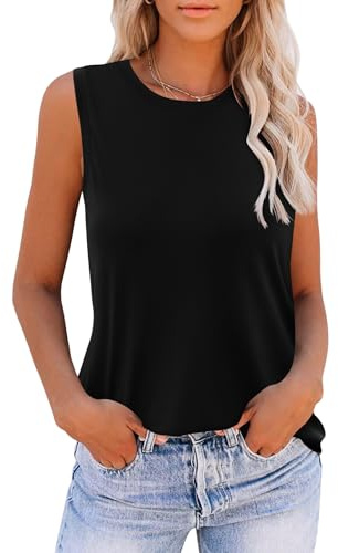 Zeagoo Women's Summer Tops Ladies Sleeveless Tank Top Basic T Shirts Black M