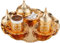 DEMMEX 2024 Turkish Greek Arabic Coffee Serving Set with Cups, Saucers, Cup Holders, Lids, Sugar Bowl & Lid and Tray, 11 Pcs (Gold), Medium