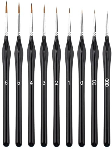 Annvchi Feine Pinsel Set,9 Acryl Pinselset Acrylfarben,Pinsel Fein,Malen Nach Zahlen Pinsel Verwendet für: Acryl-, Aquarell- und Ölgemälde,Malen Nach Zahlen,Detailmalerei