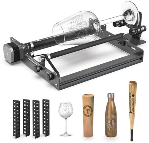 Mecpow g3 Pro Rullo Rotante Laser Per l'Incisione Di Oggetti Rotondi, Rullo Rotante Laser Con Staffa Di Regolazione Dell'Altezza, Compatibile Con Quasi Tutte Le Macchine Per Incisione Laser