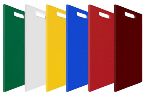 AEX Large Plastic Cutting Board 40×25 cm – BPA Free, Non Slip Chopping Board for Kitchens Lightweight Food Prep Surface for Meat, Vegetables & Fruit, Easy Clean, Durable Kitchen Board (Set of 6)