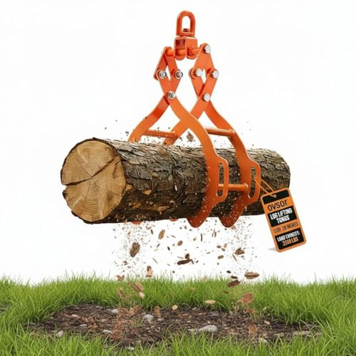 ovsor Log Tongs 28 Inch 4 Claw Timber Claw Hook, Professional Log Grapple Heavy Duty 360° Log Lifting Tongs, 2500 Pounds Lifting Capacity for Trucks, Tractors, ATVs, Forklifts. Time Saver