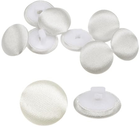 Sourcing Map 10pcs Satin Buttons 0.5 (12.5mm) Smooth Satin Covered Round Tuxedo Buttons for Bridal Wedding Dress Blouse Suits DIY, Yellow
