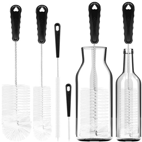 Birswoil Flaschenbürste Set, 4 Stück, Langen Griffen, Nylon & Edelstahl Pfeifenreiniger Bürste, Dünne Reinigungsbürsten für Schmale Flaschen, Strohhalme, Babyflaschen & Glasflaschen