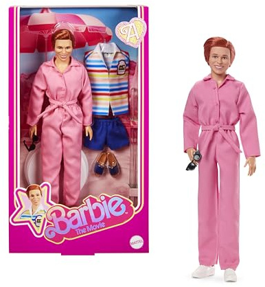 Barbie The Movie Allan Collectible Doll, Michael Cera as Allan with 2 Removable Movie Fashions, Pink Jumpsuit Outfit & Blue Striped Beach Set with Sunglasses