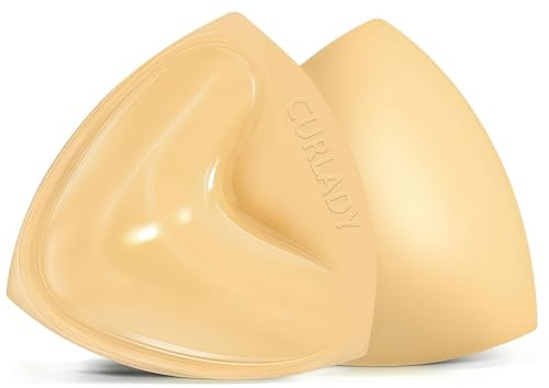 Curlady Sticky Bra, Double Sided Stick on Bra Inserts, Reusable Push Up Lift Enhancer Pads, Invisible Self Adhesive Bra for Swimsuit, Backless and Strapless Clothing Beige