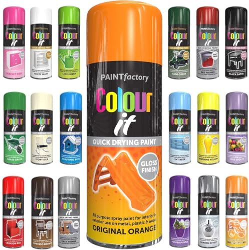Spray Paint Original Orange Gloss Aerosol 400ml Cans - Quick Dry, All Purpose Spray Paint for Interior and Exterior Ideal for Wood, Metal, Plastic, Indoor & Outdoor Use
