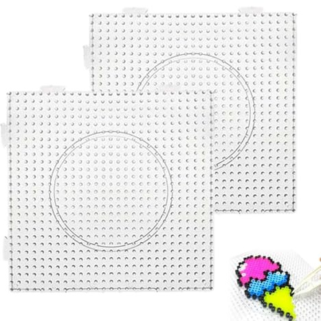 QEXUJOW Perles à repasser,Paillettes à repasser, 2 morceaux de planche perforée de 2,6 mm, ensemble de planches perforées transparentes, comprend 4 feuilles à repasser (14 x 14 cm).