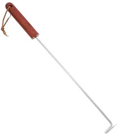 GARIOUANS Gancio per Carne in Acciaio Inox 304 con Manico in Legno di Palissandro, Forchettone per Barbecue Resistente al Calore, Accessorio Multifunzione per Grigliate All’aperto e Uso