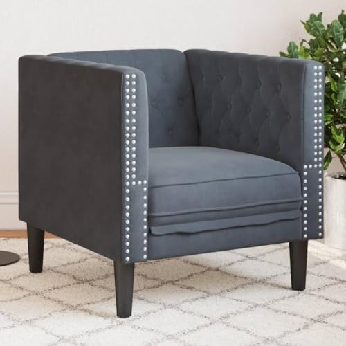 Genérico Sillón Chesterfield de Terciopelo Gris Oscuro, Sofás Gris,372674