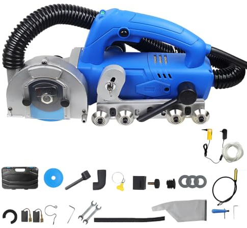 Fogrengöringsmaskin | 1200W Dammfri kakelfogrenare | Med 100 mm blad | Förvaringsväska | Dammuppsamlarpåse | Lätt att bära | För reparation och omfogning av keramiska kakel D