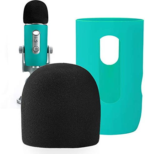 YOUSHARES Blue Yeti Color Skin Bundle - Silicone Multi Color Skin Cover & Foam Windscreen for Yeti & Yeti Pro Microphone (Green)