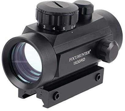 FOCUHUNTER Ottica Rosso/Verde DOT Sight 2MOA 1x30mm Fogproof & Shockproof tattico Illuminated Portata del Fucile con Picatinny Integral 20mm Rail Mount