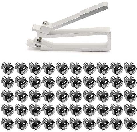 kwmobile Tuercas Jaula con Tornillo M6 - Juego 50x Tuerca enjaulada para Montaje de Rack de Servidor de 10 y 19 con arandela y Grapa de sujeción