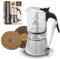 LION HOME Espressokocher | Glas & Edelstahl Design für 6 Tassen | Inkl. Kork-Untersetzer | Für alle Herdarten geeignet | leicht zu reinigen | Eleganz trifft Funktionalität