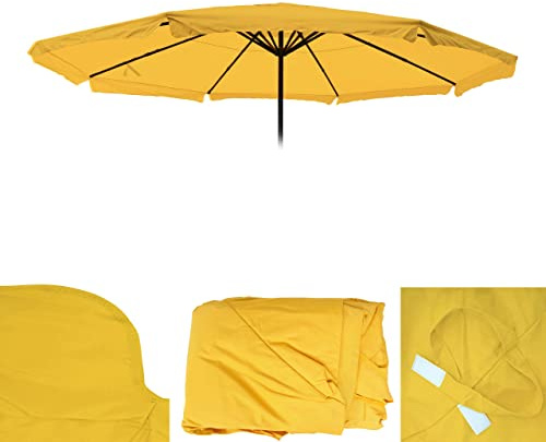 Mendler Ersatz-Bezug für Sonnenschirm Meran Pro, Gastronomie Marktschirm mit Volant Ø 5m, Polyester - gelb