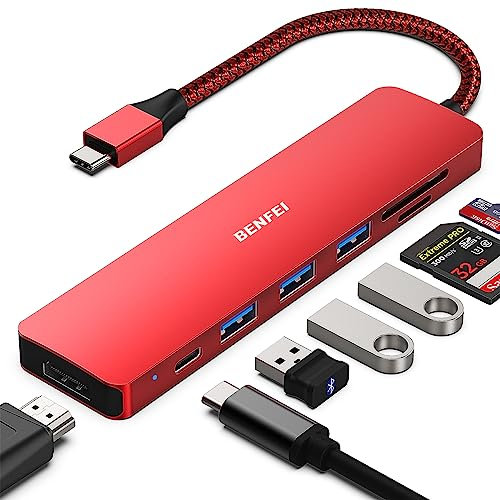 BENFEI USB C HUB 7in1,USB-C HUB Multiport Adapter mit HDMI(4K@60Hz Zertifiziert)/100W Power Delivery/3*USB 3.0 5Gbps/SD/TF Card Reader(160MB/s) für iPhone 15 Pro/Max MacBook iPad Pro iMac S23 XPS17