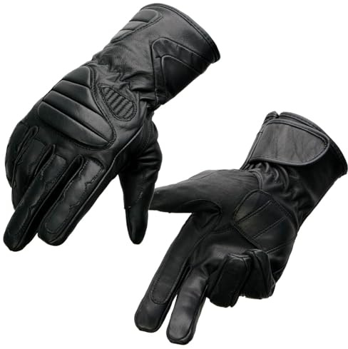 Milwaukee Leather SH451 Men's Black Leather Gauntlet Racing Motorcycle Hand Gloves with Wrist and Knuckle Padding Protection - X-Large