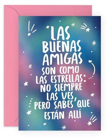 Central 23 Tarjeta de cumpleaños para amigas - LAS BUENAS AMIGAS SON COMO LAS ESTRELLAS - Lindas tarjetas de felicitación para mujer - Regalo de agradecimiento para la mejor amiga