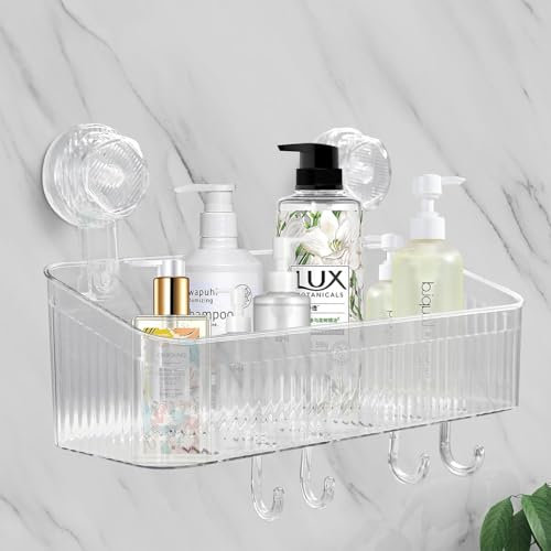 Wenrescry Mensola Doccia con Ventosa Rimovibile Senza Foratura - Portaoggetti Impermeabile, Resistente agli Oli, Capacità di Carico Fino a 25kg, Porta Shampoo e Accessori per Bagno e Cucina