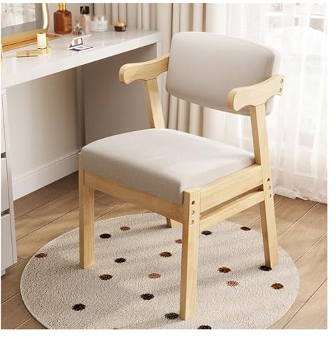 Massivholzstühle Mid-Century Modern, armlose Stühle für das Esszimmer, gepolsterte Stoffstühle mit Armlehnen und Beinen aus Massivholz