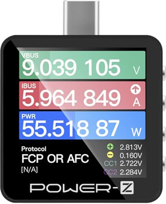 USB C Power Meter USB C Tester, USB Multimeter 0-50V 0-6A PD3.1 QC5.0 High Precision Two-Way Measurement Voltage Current Capacity Voltmeter Ammeter Digital Tester for Chargers Power Bank Cable