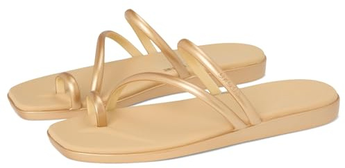 Crocs Women's Miami Toe Loop Sandal Flat, Metallic Gold, 7