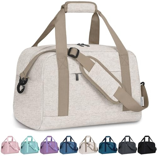 FIORETTO for Ryanair Cabin Bags 40x20x25, Travel Underseat Hand Luggage Bag with Removable Wet Pocket, Carry on Weekend Overnight Holdall Bag with 5 Compartments for Women & Men 20L Beige