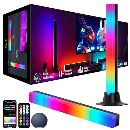 Lampe LED RGB IC - Fonctionne avec Alexa, lampe de jeu, éclairage de téléviseur via application et télécommande, synchronisation de musique, minuterie, lampe d'ambiance pour bureau, moniteur, chambre
