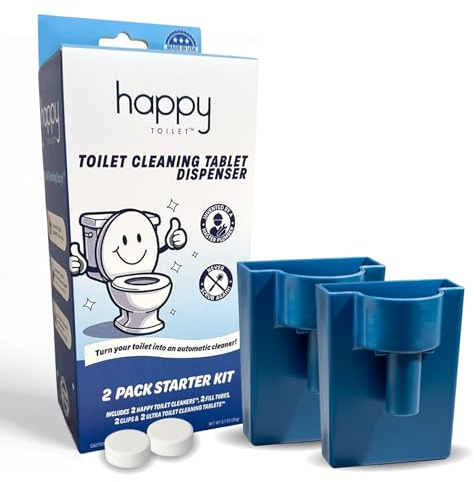 Happy Toilet Cleaner 2 Pack – Self-Cleaning Toilet System | Easy Install Toilet Tablet Holder for a Deep Clean with Every Flush | Made in the USA