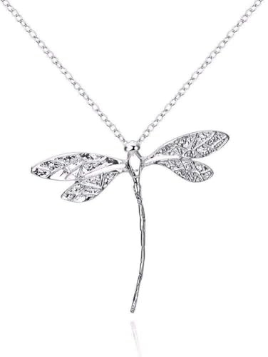 HLTYGWX 925 Sterling Silber Halskette Doppel Libelle Kristall Anhänger Für Frauen Mädchen Weibliche Edlen Schmuck Hochzeit