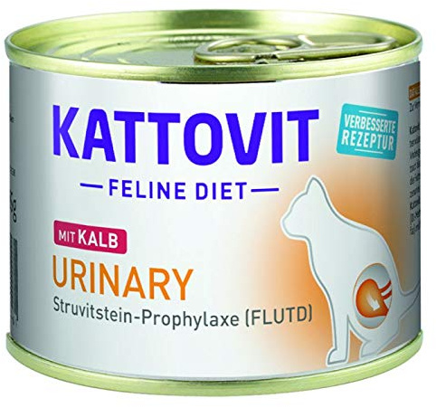 Kattovit Feline Diet Urinary Kalb | 12 x 85 g | Diät-Alleinfuttermittel für ausgewachsene Katzen | Zur Vorbeugung von Struvitsteinen / FLUTD