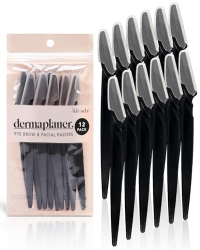 Kitsch Removedor de Vello Facial y Afeitadora Facial para Mujeres, Herramienta de Dermaplaning Fácil de Usar para Cejas y Afeitadora Facial para Una Piel Suave y Brillante con Cubierta (Negro)