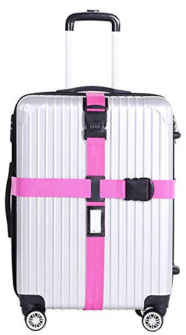 MoonyLI Ceinture à Bagages (croisée), étui de Transport réglable Accessoires de Voyage Ceinture à Bagages avec Serrure à Code et étiquette Nominative, dragonne Pratique
