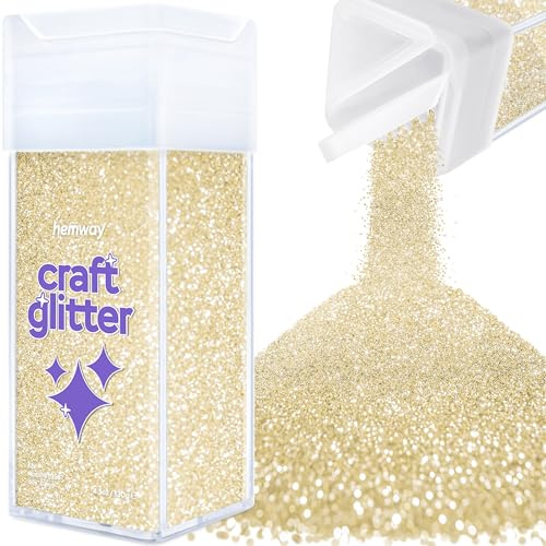 Hemway Craft Glitter Shaker Champagne Gold 130g Microfine | for Resin & Epoxy Crafts, Christmas Art Supplies, Nail, Body, Face, Eye, Festival, Crafting, Slime, Sparkle