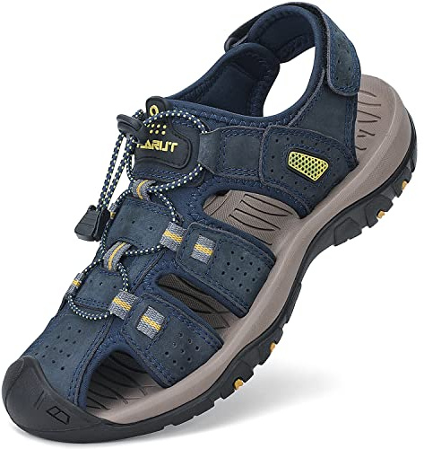 FLARUT Sandaler Herr Bekväma Sportsandaler Sandaler Med Stängd tå för Män Trekking Strand Justerbara(Blå,40 EU)