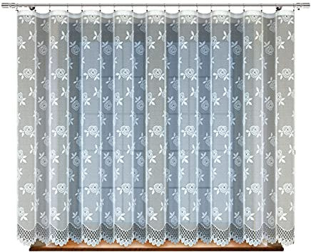 Gardin butik vitt veckband jacquardtyg blommor mönster färdig gardin (160 x 300 cm)